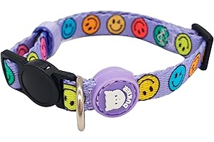 DUKIER - Collar para Gatos, Regulable y Ajustable, Accesorio Mascotas Resistente y con Cierre de Seguridad, Diseño Smiley, Talla Única (17-29 cm)