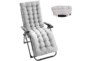 UMAIL Sun Lounger Cushions 10cm/12cm Thick Garden Chair Cushion Sunbed Cushion Soft Recliner Cushion with Non-Slip Top Cover for Garden Indoor Outdoor (Grey, 170 * 50 * 10cm)