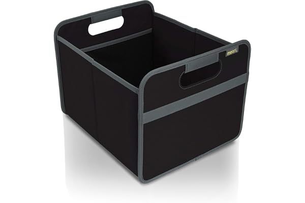 Meori Classic Boîte pliante en polyester avec poignées Noir lave/uni 32 x 37 x 27,5 cm Lavable en machine Pour vacances d'été plage pelleteuse loisirs