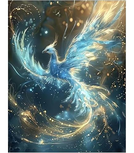 Diamond Painting Phönix XXL 60x120 Cm – Mit Eckigen Steinen, DIY Set Für Erwachsene, Home Decor