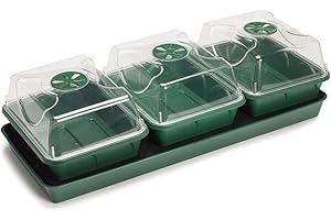 EarlyGrow MPL50033/P/C 3-Bay Windowsill Propagator with Capillary Mat and Tray (Self-Watering) 54.5 x 21.5 x 15 Centimetres - Green