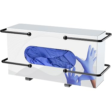 KOEMEHR Support Mural Distributeur De Gants - Acrylique Transparent, 25.6x9x14 Cm, Pour Gants Jetables Médicaux/Latex