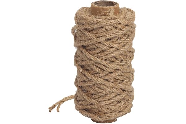 Tenn Well Corde de Jardin en Jute Torsadée de 4mm, 20 mètres - Ficelle Épaisse en Jute pour Griffoir pour Chat DIY, Jardinage, Liage et Artisanat Décoratif (Marron)