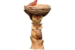 JINGLING Stand Vogeltränke Aus Harz, Vogeltränke Gartendeko, Vogeltränke Frostfest Vogelbad Eulen-Stil Gartendekoration Trinken Artefakt Dekoration Handwerk Vogel Trinkwasser