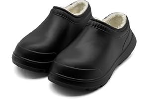 sharllen Chef Shoes Women Men Fur Lined Kitchen/Garden/Nursing Shoes Non-Slip/Oil-Resistant/Waterproof/Lightweight EVA Work Shoes Black