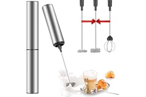 HOUSN Frullino Montalatte Elettrico USB Ricaricabile, Montalatte Elettrico Cappuccino con 3 Accessori Intercambiabili, Doppia Frusta Portatile per Latte, Caffè, Macchina Schiuma Latte