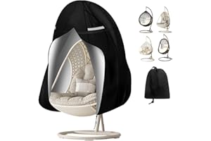 GAOHUI Egg Chair Cover Waterproof Heavy Duty, Patio Hanging Egg Chair Cover 210D Oxford Heavy Duty Egg Chair Covers for Swing Chairs (190 X 115cm)