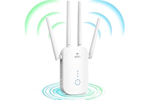 PHAVN Repetidor WiFi, 2023 Amplificador Señal WiFi 1200Mbs, Repetidor WiFi Largo Alcance con 4 Antenas, Extensor con Ethernet y Enchufe y Indicador LED de Señal, Play y Plug, Compatible todo Routers, Blanco