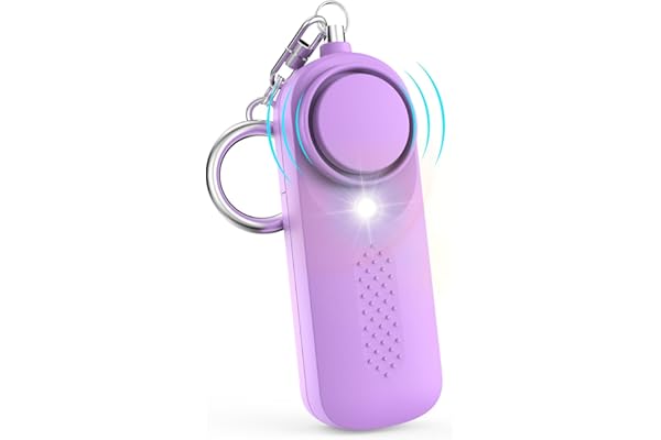 Qoosea Lady Sirène Personnelle Alarme Safesound 130db Sirène de Sécurité avec LED Light Keychain Police Approved Alarme de Sécurité Personnelle pour Enfants, Femmes, étudiants âgés(Violette)