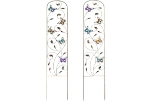 Taylor & Brown 2 Pack Metal Garden Trellis 60 Inch High Garden Obelisk for Climbing Plants Outdoor Decoration Arched Fence Vine Trellis for Patio, Lawn, Yard, Backyard (Butterfly)