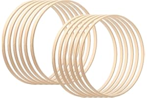 PENLIMLY Wooden B-amboo Floral Hoop, 10cm/15cm/20.5cm/26cm/30.5cm Wreath Rings for Crafts, Wooden Dream Catcher Hoops, Wreath Making Hoops for Wedding Wreath Decor and Macrame Wall Hanging Crafts