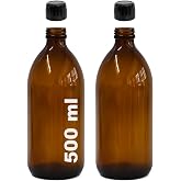 Afracam Amber Ecza Şişesi, 500 ml, Kahverengi Cam, Plastik Contalı Kilit Kapak, Hava ve Sıvı Sızdırmaz, 28mm Ağız &Ccedil;aplı, Parf