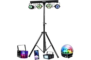 IBIZA SOUND LIGHT - Pack Lumière DJLIGHT60-7 Jeux de Lumière Projecteurs - Moonflower - Astro - Pied Support - Soirée - DJ Mobile