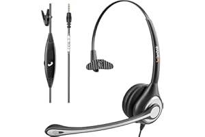 Wantek Computer Headset with Microphone 3.5mm Jack Noise Cancelling Mic & Audio Controls, Wired PC Headphone for Mobile Phone/PC/Mac/Laptop, Comfort-fit for Home/Office/Remote Learning