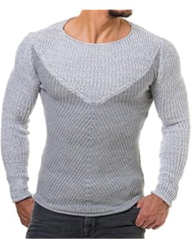 RedBridge Herren Pullover Feinstrick Schwarz Grau Anthrazit M3001