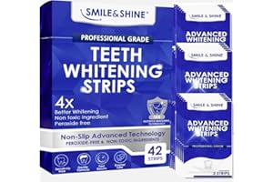 SMILE & SHINE Professional Teeth Whitening Strips - 21 Treatments - Non-Sensitive, Enamel-Safe Formula - Peroxide-Free Strips for Gentle, Effective at-Home Whitening - Dentist Approved