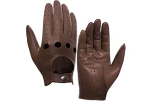 Harssidanzar Uomo guanti guida guanti di pelle di pecora sfoderato GM026D