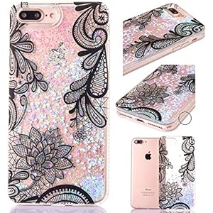iPhone 8 Plus Glitzer Hülle,Schutzhülle iPhone 7 Plus Hülle Kreativ Design 3D Transparent Crystal Clear Soft Silikon Flüssige Hülle,Klar Butterfly Totem Design Dual Layer Schutzhülle Bling Glitter Stars Glitzer Sparkle Flowing Lquid Wasser Rückseite Handyhülle Etui Schale für Apple iPhone 8 Plus/7 Plus 5.5