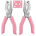 ASTER 2PCS Handheld Hole Paper Punch Metal Single Handheld Hole Paper Punchers with Soft Grip Heart/Star Shape, Hole Puncher for DIY Craft Tags Clothing Ticket Scrapbook Tool
