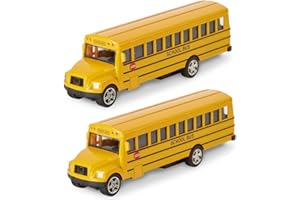 CLKDPNO 2 Pack Pull Back School Bus,Mini Yellow School Bus Toy, Die Cast Vehicles Alloy Pull Back Play Buses Alloy Metal Vehicles Toy with Bright Yellow for Kids Boys Girls