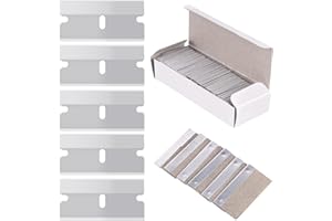 PEGRAUFC 100 Pcs Scraper Blades, Car Scraper Replacement, Single Edge Razor Blades, Window Glass Paint Scraper, Replacement Plastic Scraper Blades Non Scratch for Ceramic Hob Decal Paint Decals Scraper