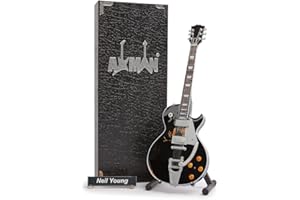 Axman Neil Young - Réplica de guitarra en miniatura, regalos musicales, hecha a mano, escala 1/4, incluye una caja de exhibición, etiqueta de nombre y soporte para guitarra en miniatura