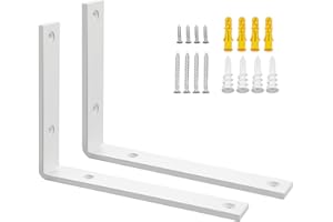 SAYAYO Escuadras para Estanterias de Alta Resistencia 200mm Escuadras Metalicas Soporte de Estantería de Pared Blanca 2 Piezas Soportes para Estanterías Flotantes Invisibles Capacidad de Carga 50 KG