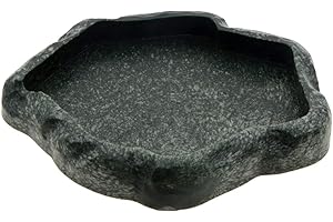 Uotyle Reptile Feeding Bowl, Crawler Pet Feeding Round bowl Food Water Non-toxic Resin Dish Suitable for Reptile Turtle Tortoise Scorpion Lizard Crabs Pets Supplies Cyan Small