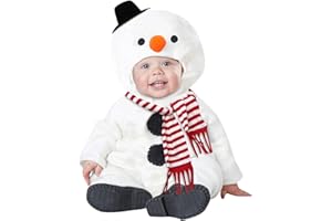 Generico Vestito natalizio per bambini pagliaccetto con pupazzo di neve con sciarpa in pile abbigliamento invernale per cosplay feste e celebrazioni costume di Natale per neonati da 3 a 24 mesi