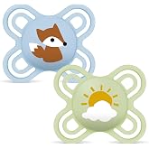 MAM Perfect Pacifier for Newborns 0-2 Months, Matte Blue, 2 pcs | With Extra Thin and Flexible Soft Silicone Teat, Easy Accep