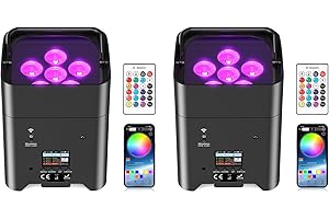 Glowingstage Lot de 2 projecteurs LED 108 W RGBWA UV avec contrôle par application, batterie DMX et télécommande pour fête, club, bar, Halloween, Noël