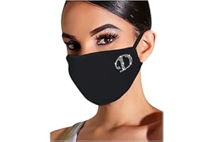 LULUPU Lulupi Glitter Letters Mouth Guard Multifunctional Scarf Shiny Rhinestone Mouth Nose Protection Motif Washable Cotton Mask Christmas Motif Black Mouth Nose Cover Face Scarf Scarves Women Men.