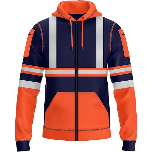 BULLFROG Heren Hi-Viz Pullover Hoodie Grijs Reflecterende Tape