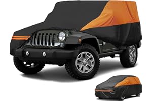 Big Ant Półpokrowiec samochodowy do Jeep Wrangler 4 drzwi, wodoszczelny garaż samochodowy z zamkiem błyskawicznym, do użytku na zewnątrz wewnątrz i na zewnątrz do samochodów CJ, YJ, TJ i JK 4