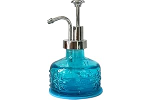 Birugen Vintage Soap Dispenser for Bathroom,Glass Kitchen Soap Dispenser with Pump,Farmhouse Soap Dispenser Antique,Cute Small Liquid Hand Soap Dispenser,Rustic Decorative Dish Soap Dispenser (Blue)