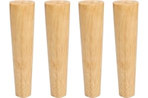 Qrity Gambe per Mobili Legno, Set di 4 Piedini in Legno di Quercia Affidabile per Divani, Comodini, Armadi, Piastra di Montaggio e Viti, 25CM
