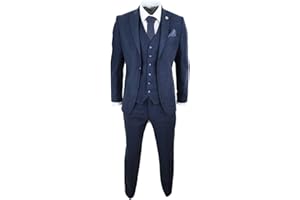 TRUCLOTHING Mens Wool Tweed Suit 3 Piece Authentic 1920s Tailored Fit Classic