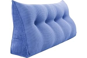 ‎JOHNEAR Johnear Keilkissen Lesekissen für Bett und Sofa Lehnenkissen, Rückenkissen Kopfteil Bett Rückenlehne Großes Dreieckiges Lendenkissen （Blau, 120cm）