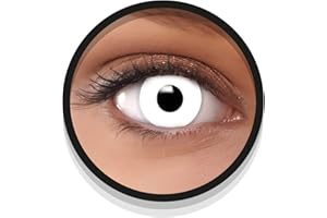 FXEYEZ Farbige Kontaktlinsen Halloween weiß ZOMBIE, 2 Stück (1 Paar), Ohne Sehstärke, leicht einzusetzende weiße Linsen, 2 x farbig weisse Kontaktlinse für Cosplay, Karneval, Fasching