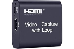 CONBLOM Tarjeta de Captura de Vídeo HDMI con Loop Out, Capturadora de Video 4K HDMI a USB 2.0, HD 60FPS 1080P Video Capture Card para Windows / Mac/ OS / Linux/ Switch/ PS4/ Xbox (Nero)