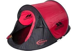 Trespass 2 Man Pop Up Tent Waterproof 2 Person Tent Taped Seams 245x145x100cm For Camping Hiking Festival with Carry Bag Swift
