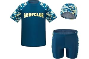 Cheerful Mario Maillot de Bain Enfant Garcon Combinaison Anti UV Manches Courtes Maillots Rashguards Et Shorts de Bain Ensemble