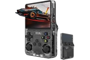 Whatsko R36S Rétro Console 128 Go, Plus de 40 000 Jeux Classiques, Carte TF 64 Go, écran 3,5 Pouces, Console de Jeu Portable pour Adolescents (Noir)