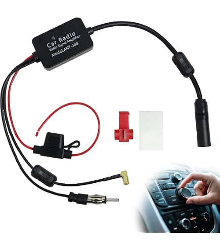 Amplificateur Antenne Autoradio 12V – Booster Signal FM/AM/DAB – Connecteurs DIN Et SMA – Gain 22 DB
