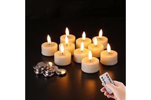 Eywamage Remote Tea Light Candles Real Wax Flickering Realistic Ivory LED Tea Votive Candle Battery Included
