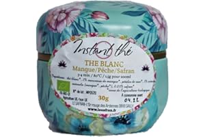 LE SAFRAN L'OR ROUGE DES ARDENNES Thé blanc Mangue-Pêche-Safran, 30g, Certifié BIO, Vrac, 20 tasses