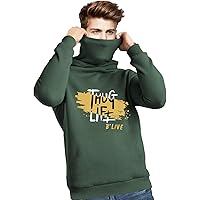 BLIVE Mens Full Sleeve Hooded T-Shirt | Printed Hoodie Mask T-Shirt