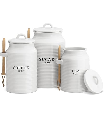 Nihow Keramik-Frischhaltedosen Set (3-teilig) – Luftdicht Mit Silikondichtung, Für Mehl, Zucker, Kaffee & Mehr