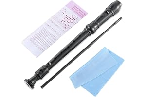 Fansjoy Flauta Dulce Soprano para Escolar, Flauta Dulce de ABS para Niños Principiantes con Kit de Limpieza, Digitación Barroco, Negro