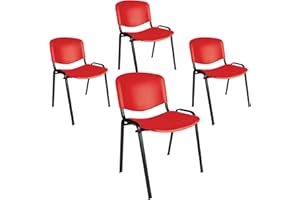 Topsit Lot de 4 chaises visiteurs, chaises de conférence, empilables, avec Assise et Dossier en Plastique